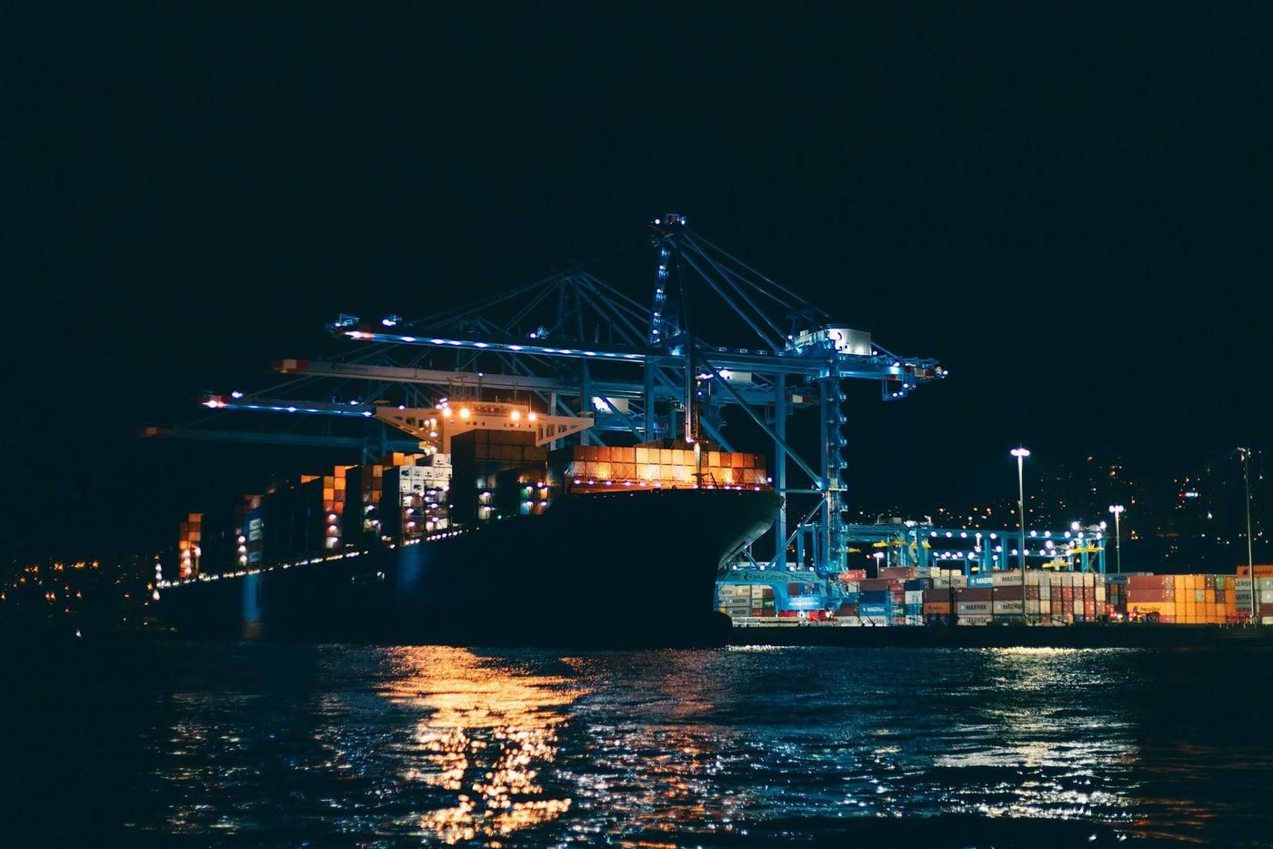 Container port at night